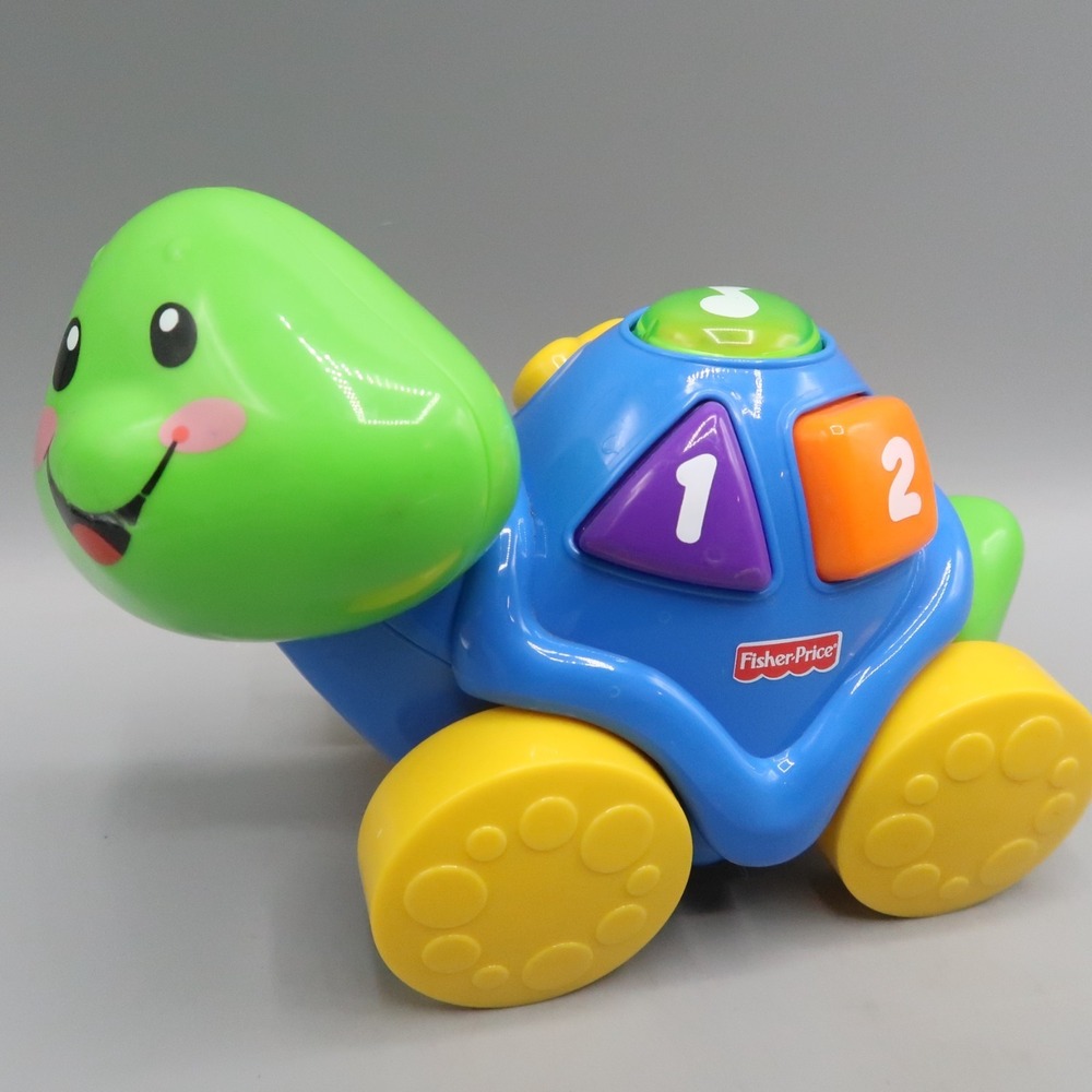 Fisher Price Mattel 2002 Shapes Rolling‎ Turtle with sounds lights Pull Toy